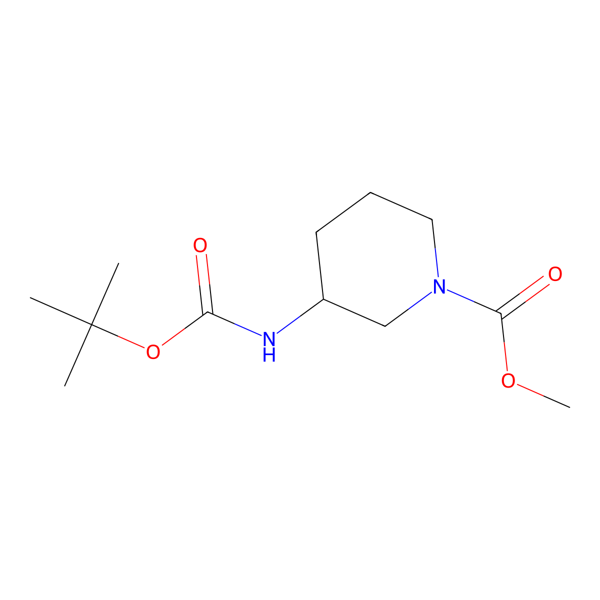 Methyl 3-{[(tert-butoxy)carbonyl]amino}piperidine-1-carboxylate molecular structure, CAS 1547272-20-7