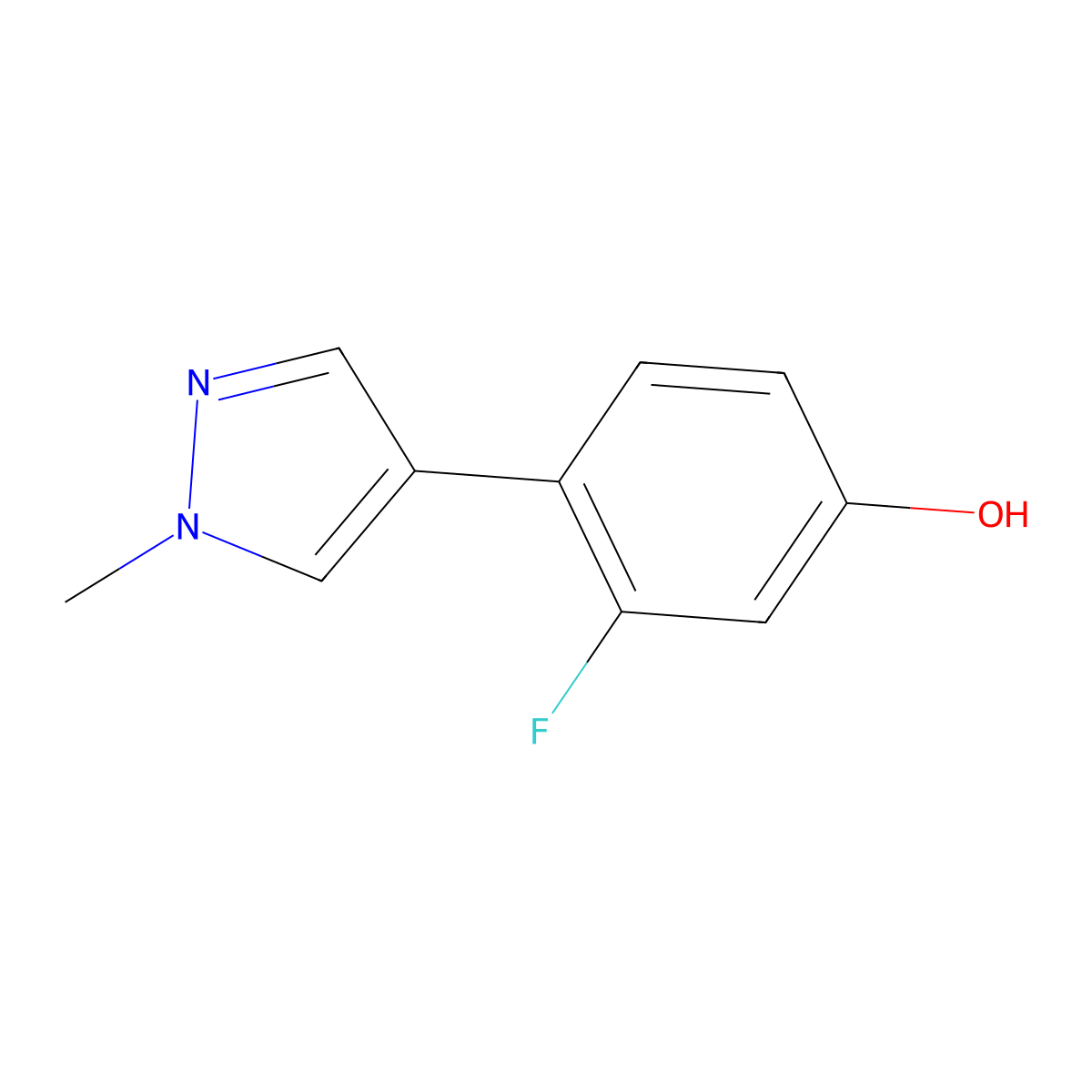 3-Fluoro-4-(1-methyl-1H-pyrazol-4-yl)phenol molecular structure, CAS 1547300-02-6