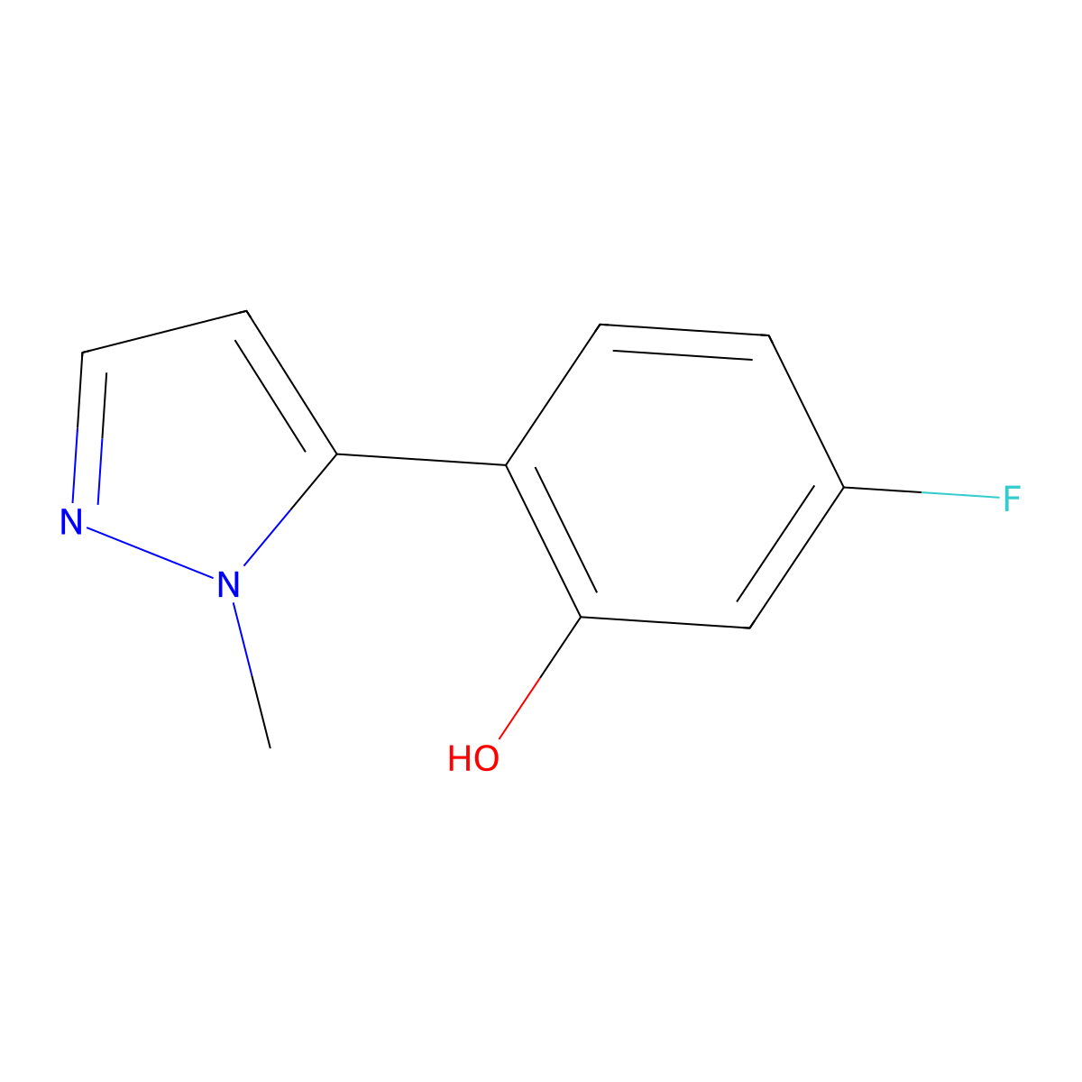 5-fluoro-2-(1-methyl-1H-pyrazol-5-yl)phenol molecular structure, CAS 1547300-43-5