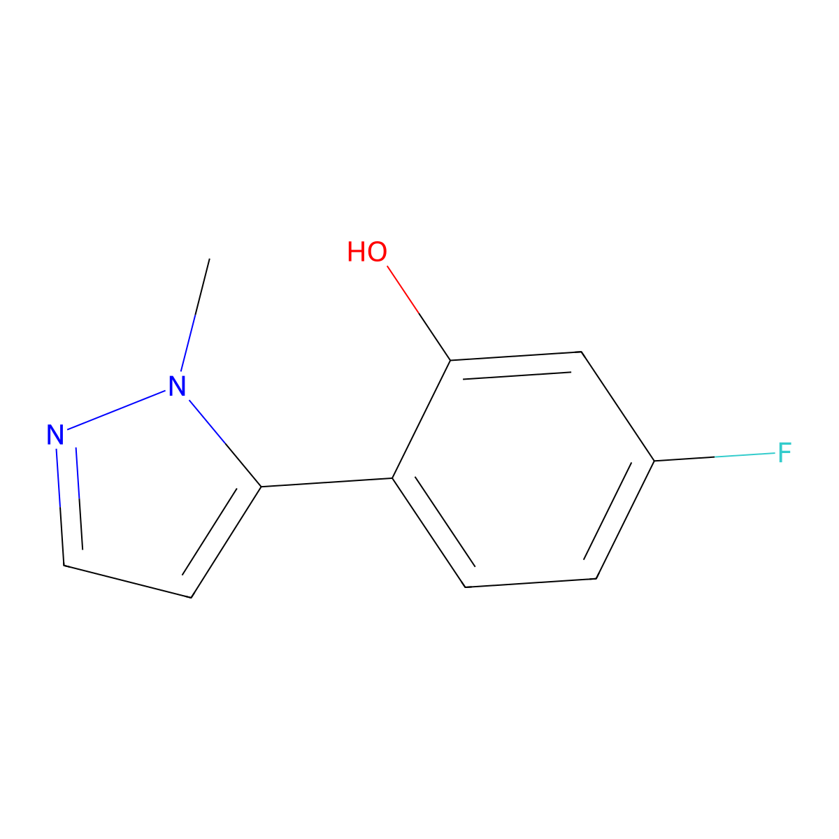 5-fluoro-2-(1-methyl-1H-pyrazol-5-yl)phenol molecular structure, CAS 1547300-43-5