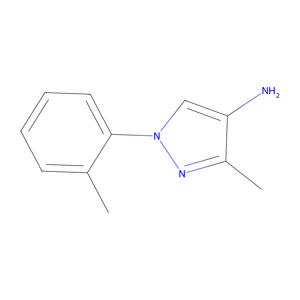 3-Methyl-1-(o-tolyl)-1H-pyrazol-4-amine molecular structure, CAS 1547302-32-8
