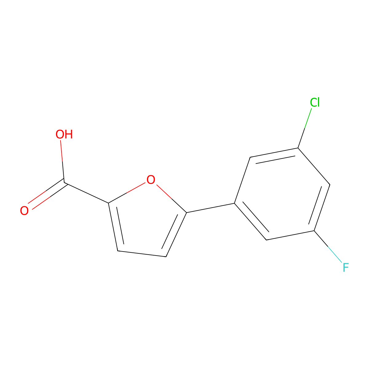 5-(3-Chloro-5-fluorophenyl)furan-2-carboxylic acid molecular structure, CAS 1547309-65-8