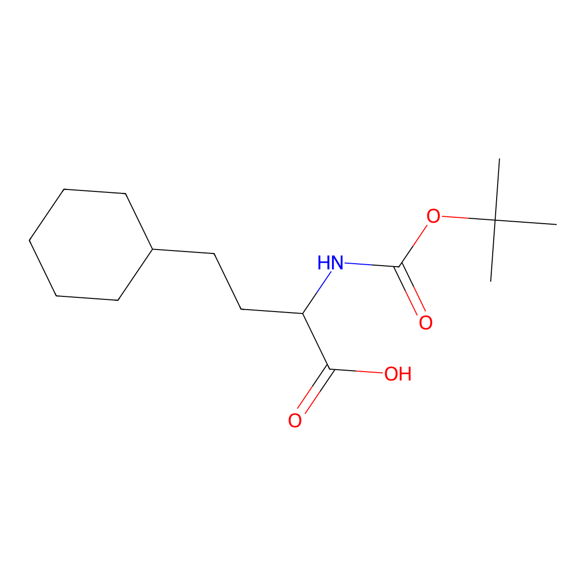 N-Boc-(R)-2-amino-4-cyclohexylbutanoic acid molecular structure, CAS 154731-88-1