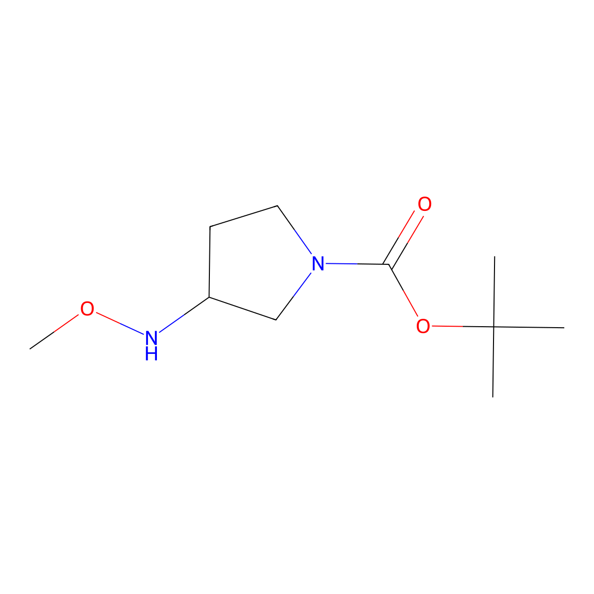 Tert-butyl 3-(methoxyamino)pyrrolidine-1-carboxylate molecular structure, CAS 1547358-68-8