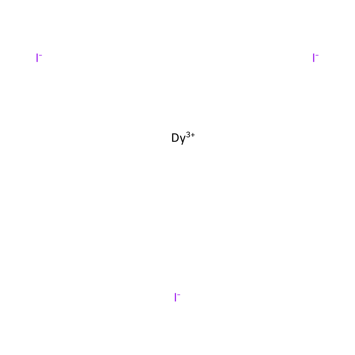 Dysprosium iodide (DyI3) molecular structure, CAS 15474-63-2