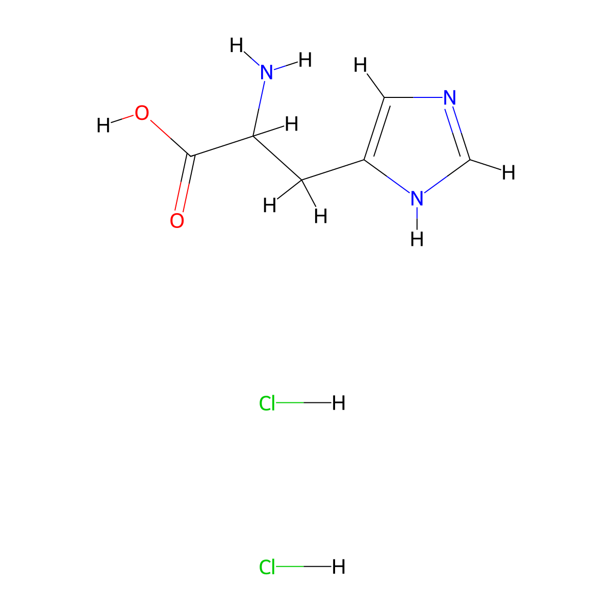 Histidine dihydrochloride molecular structure, CAS 15474-90-5