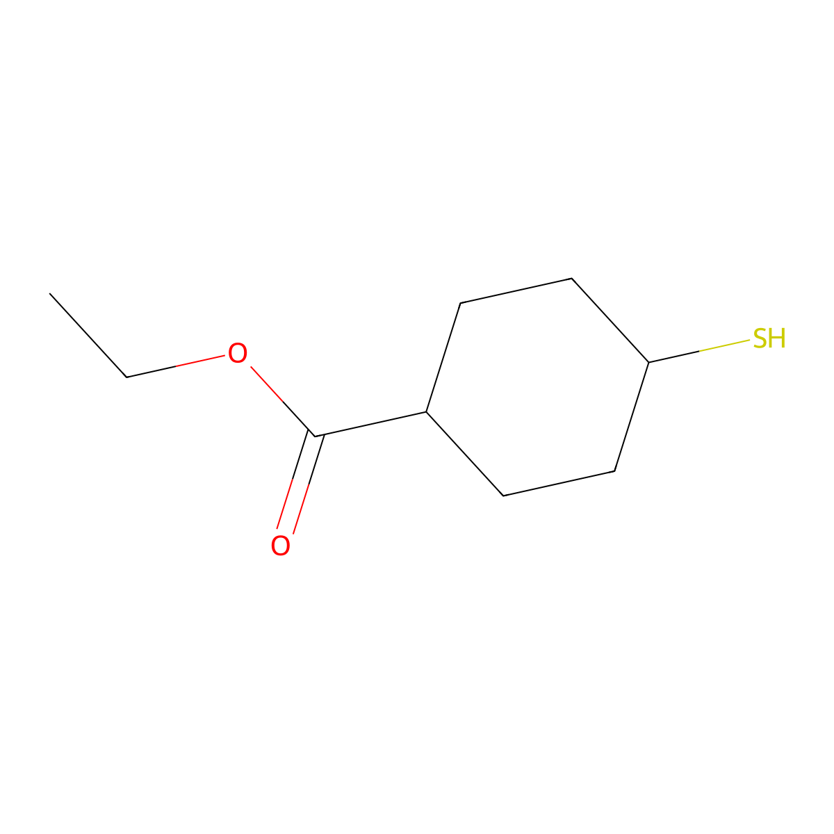 Ethyl 4-sulfanylcyclohexane-1-carboxylate molecular structure, CAS 1547445-27-1