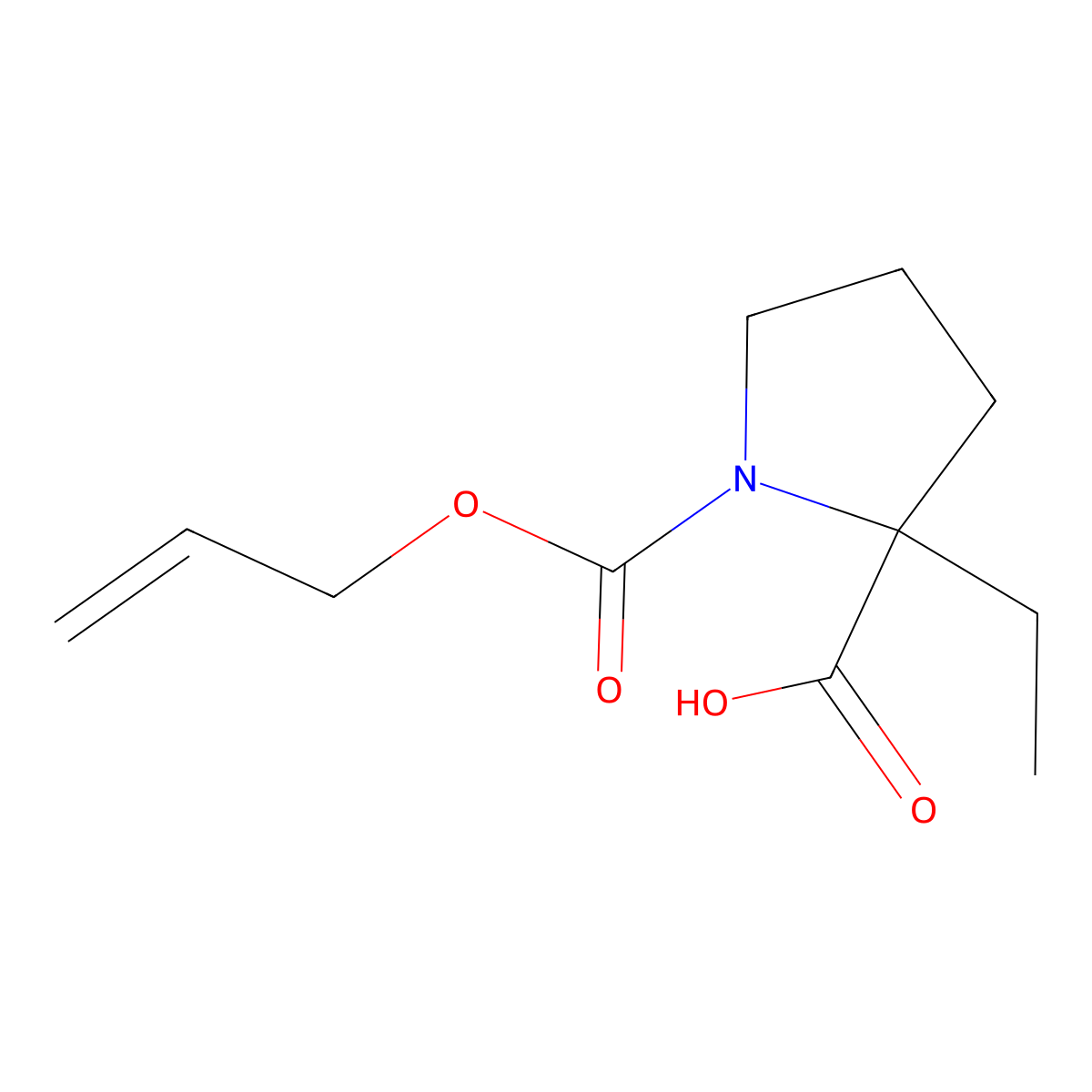 2-Ethyl-1-[(prop-2-en-1-yloxy)carbonyl]pyrrolidine-2-carboxylic acid molecular structure, CAS 1547452-75-4