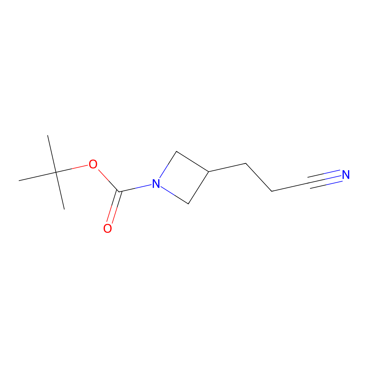 Tert-butyl 3-(2-cyanoethyl)azetidine-1-carboxylate molecular structure, CAS 154748-54-6