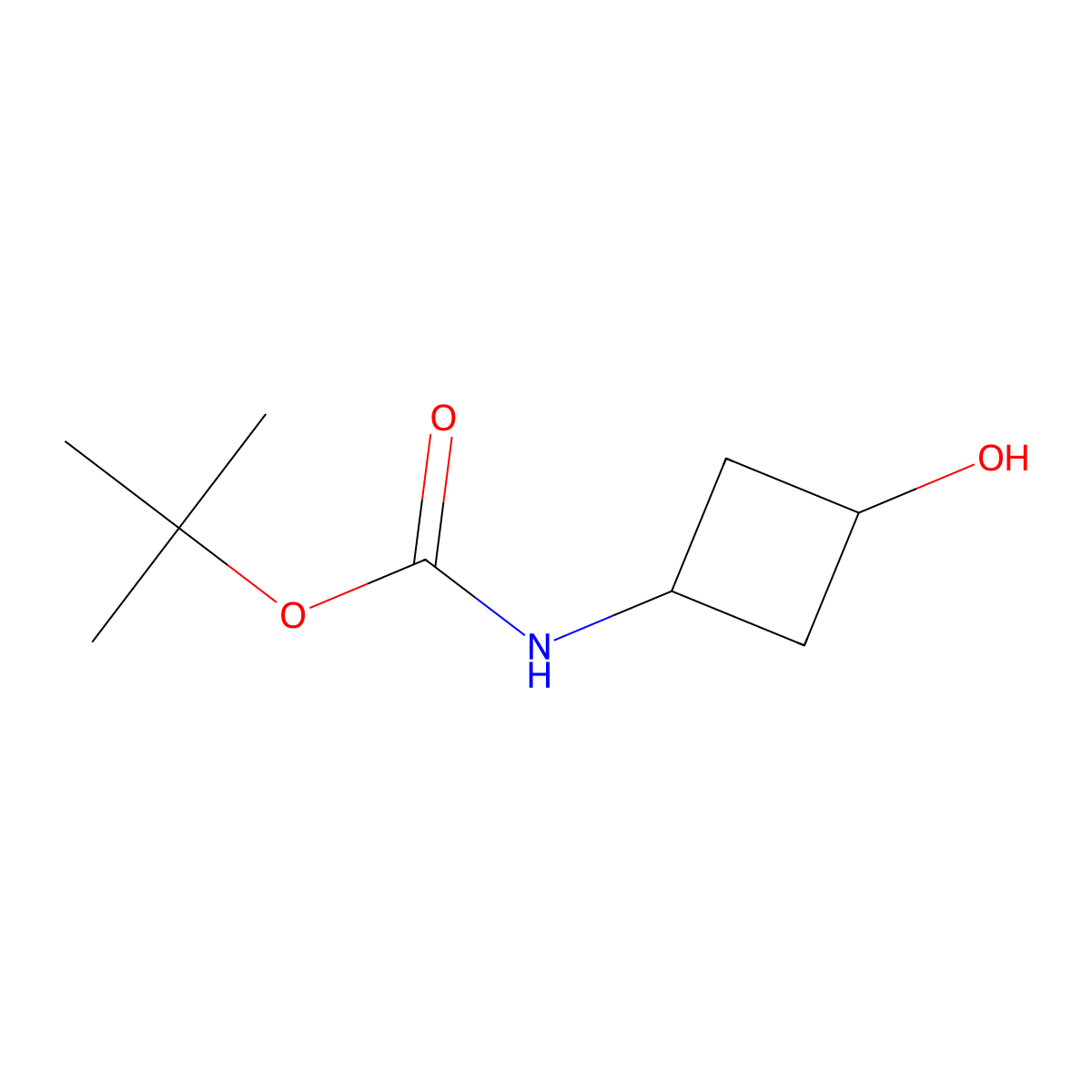tert-Butyl (3-hydroxycyclobutyl)carbamate molecular structure, CAS 154748-63-7
