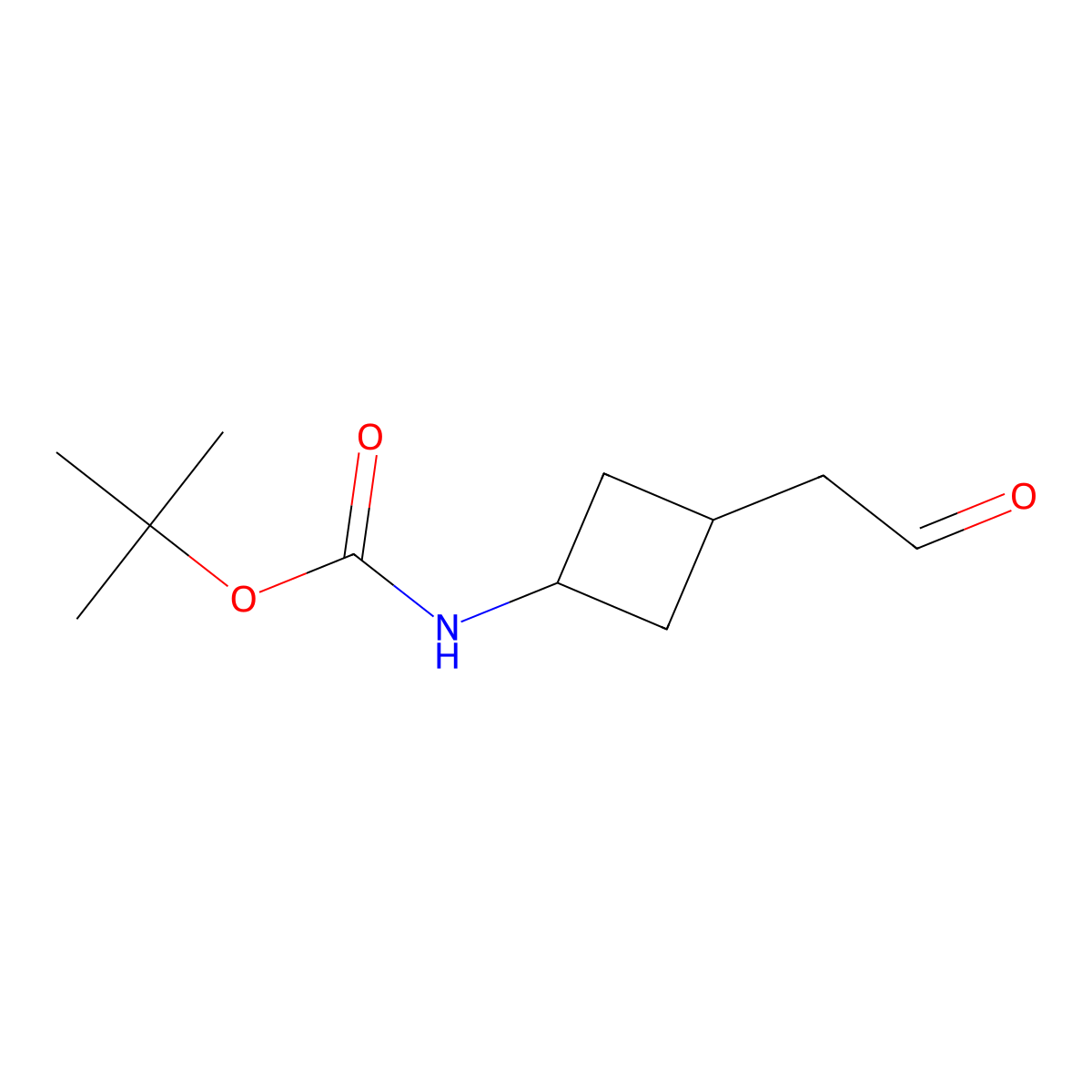tert-butyl N-(3-(2-oxoethyl)cyclobutyl)carbamate molecular structure, CAS 154748-66-0