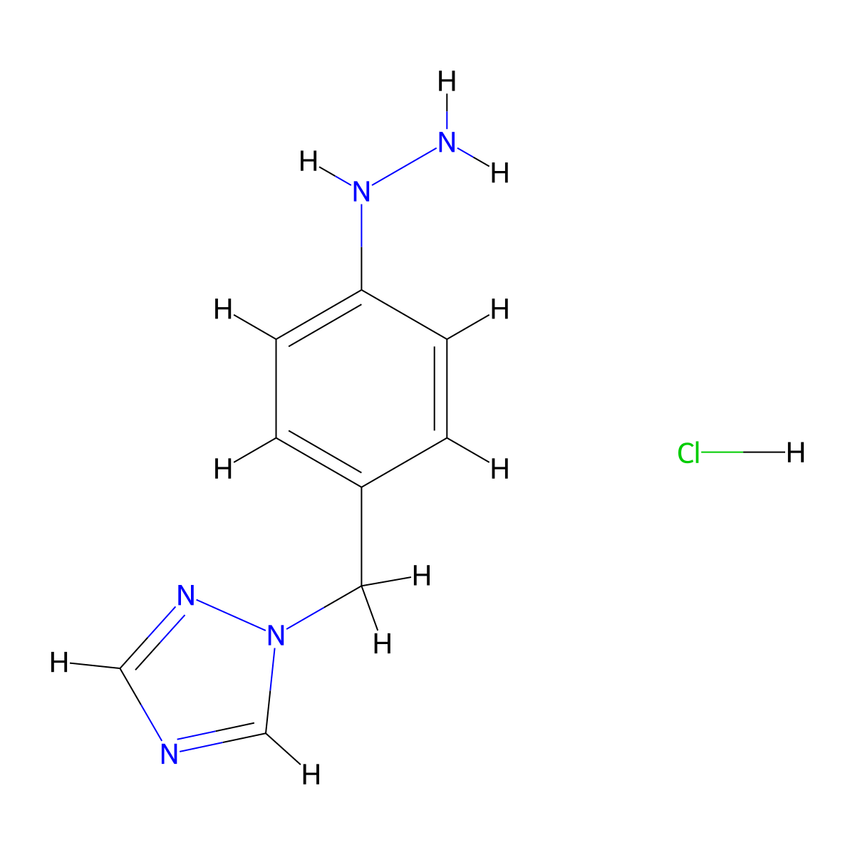 1-((4-Hydrazinylphenyl)methyl)-1H-1,2,4-triazole hydrochloride (1:2) molecular structure, CAS 154748-67-1