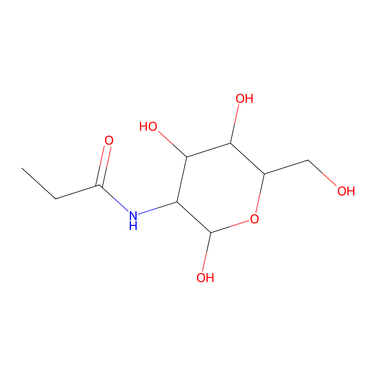 N-propionyl-D-glucosamine molecular structure, CAS 15475-14-6