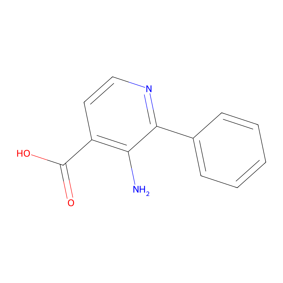 3-Amino-2-phenylpyridine-4-carboxylic acid molecular structure, CAS 1547501-48-3