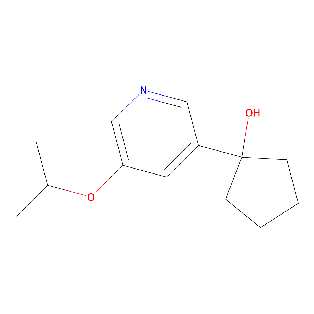 1-[5-(1-Methylethoxy)-3-pyridinyl]cyclopentanol molecular structure, CAS 1547523-77-2