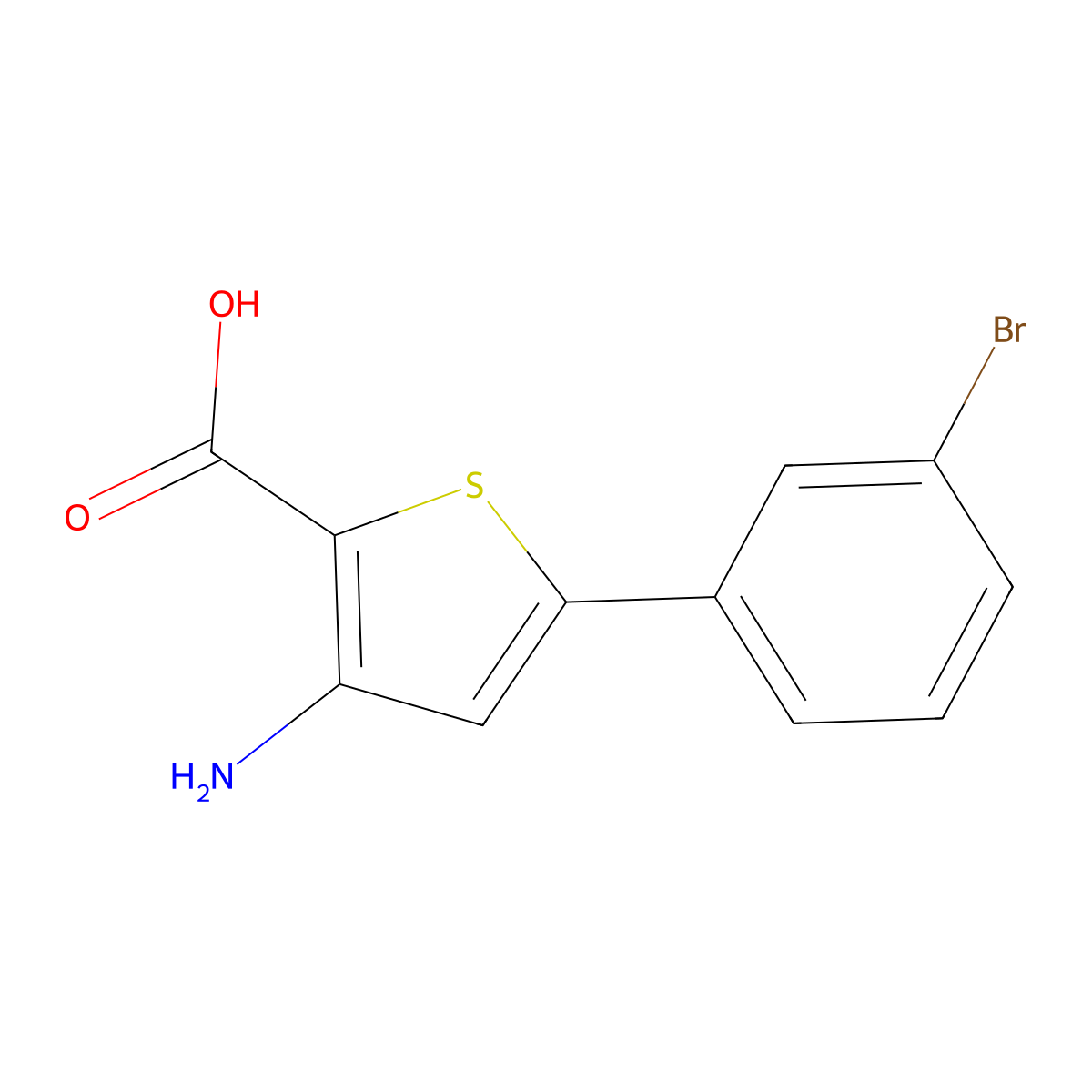 3-Amino-5-(3-bromophenyl)thiophene-2-carboxylic acid molecular structure, CAS 1547535-28-3