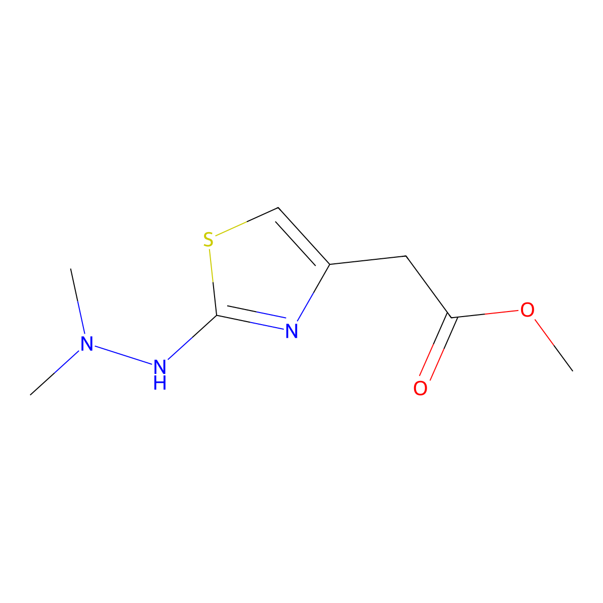 Methyl 2-[2-(2,2-dimethylhydrazin-1-yl)-1,3-thiazol-4-yl]acetate molecular structure, CAS 1547541-48-9