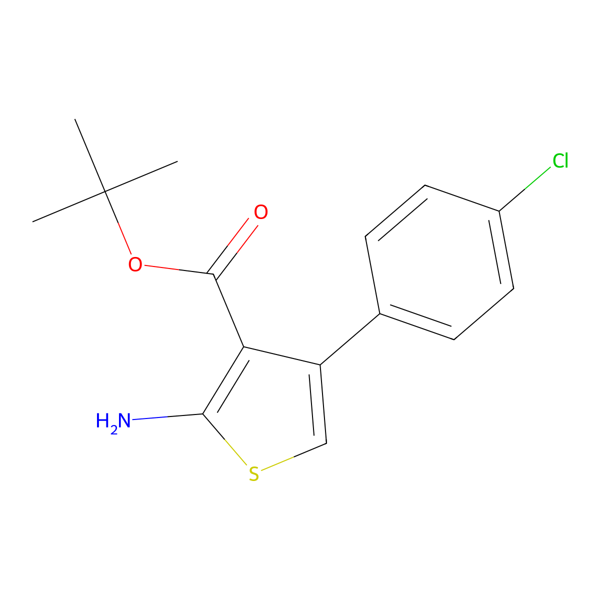 Tert-butyl 2-amino-4-(4-chlorophenyl)thiophene-3-carboxylate molecular structure, CAS 1547555-37-2
