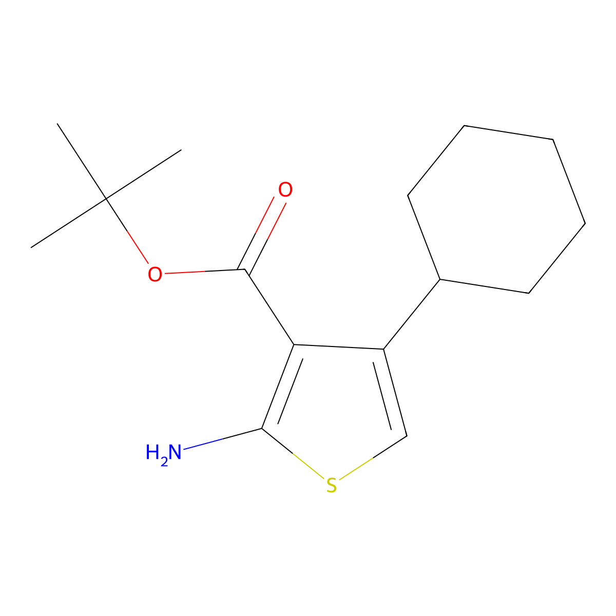 Tert-butyl 2-amino-4-cyclohexylthiophene-3-carboxylate molecular structure, CAS 1547555-40-7