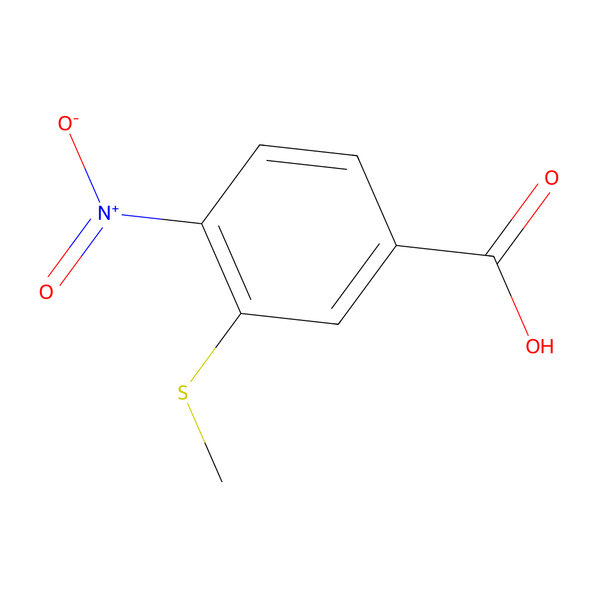 3-(Methylsulfanyl)-4-nitrobenzoic acid molecular structure, CAS 1547593-82-7