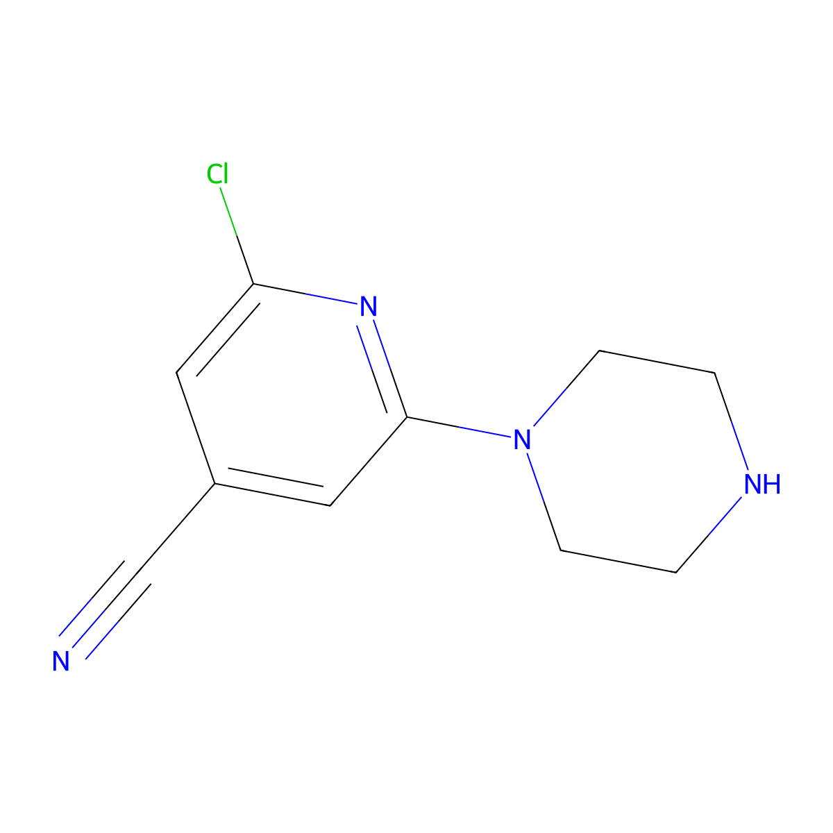 2-Chloro-6-(piperazin-1-yl)pyridine-4-carbonitrile molecular structure, CAS 1547598-14-0
