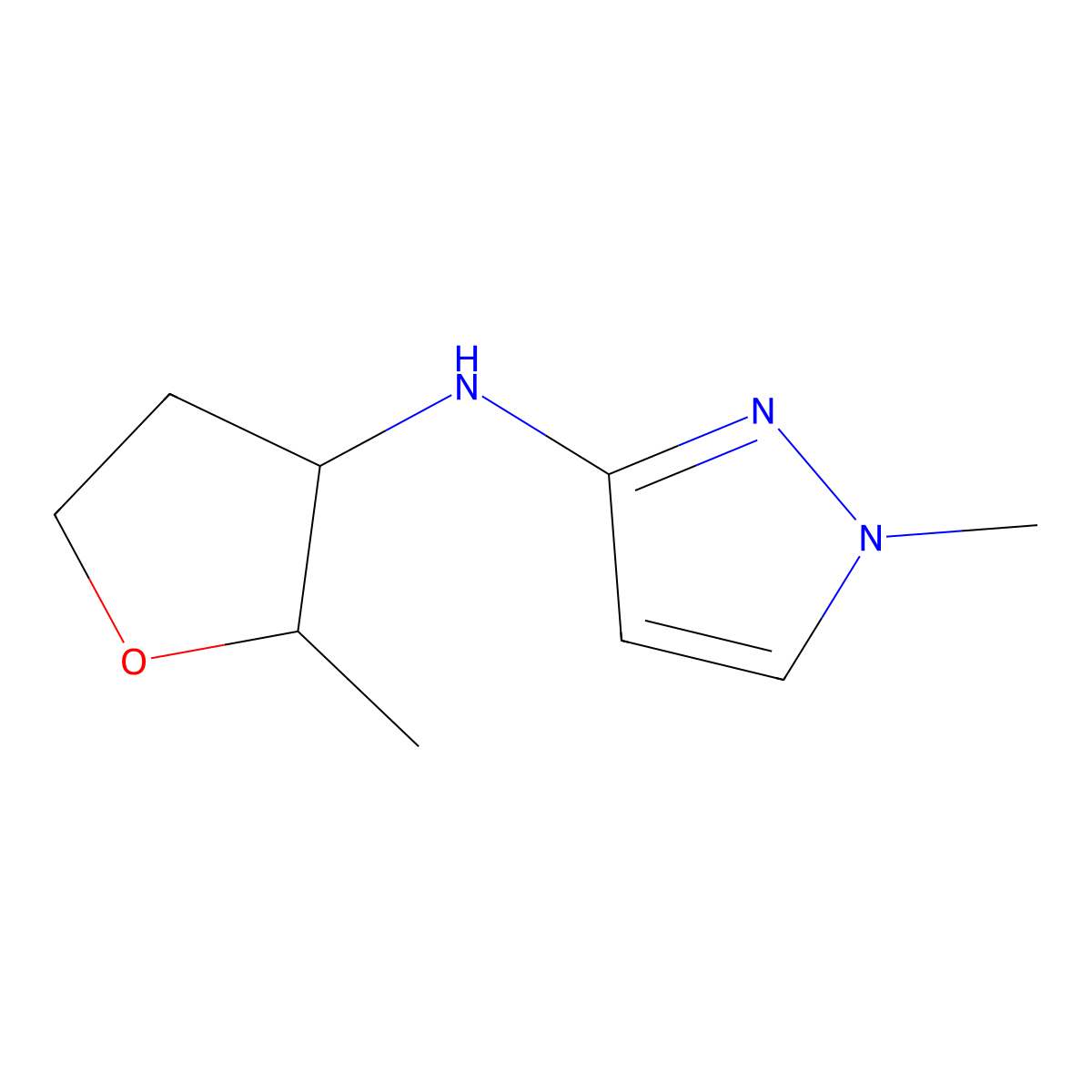 1-methyl-N-(2-methyloxolan-3-yl)-1H-pyrazol-3-amine molecular structure, CAS 1547643-84-4