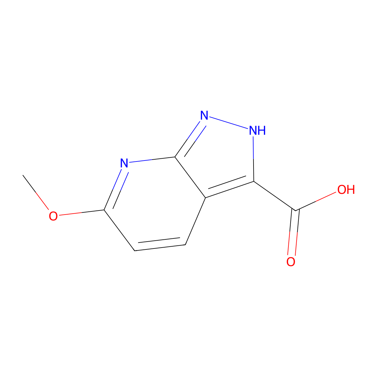 6-methoxy-1H-pyrazolo[3,4-b]pyridine-3-carboxylic acid molecular structure, CAS 1547646-00-3