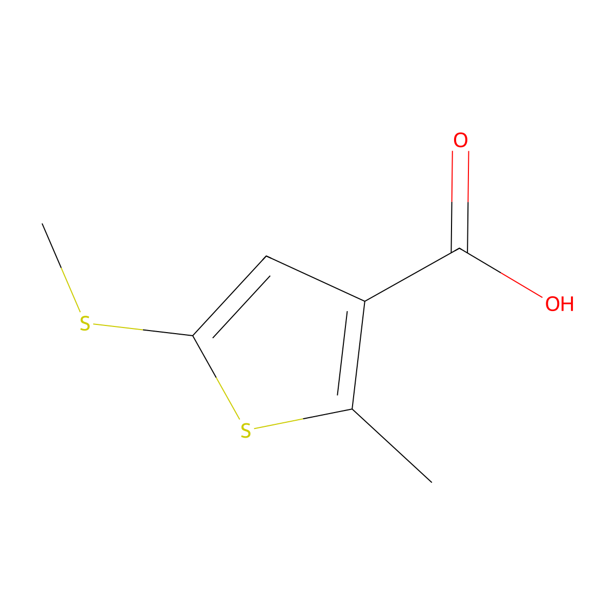 2-Methyl-5-(methylthio)thiophene-3-carboxylic acid molecular structure, CAS 1547647-08-4