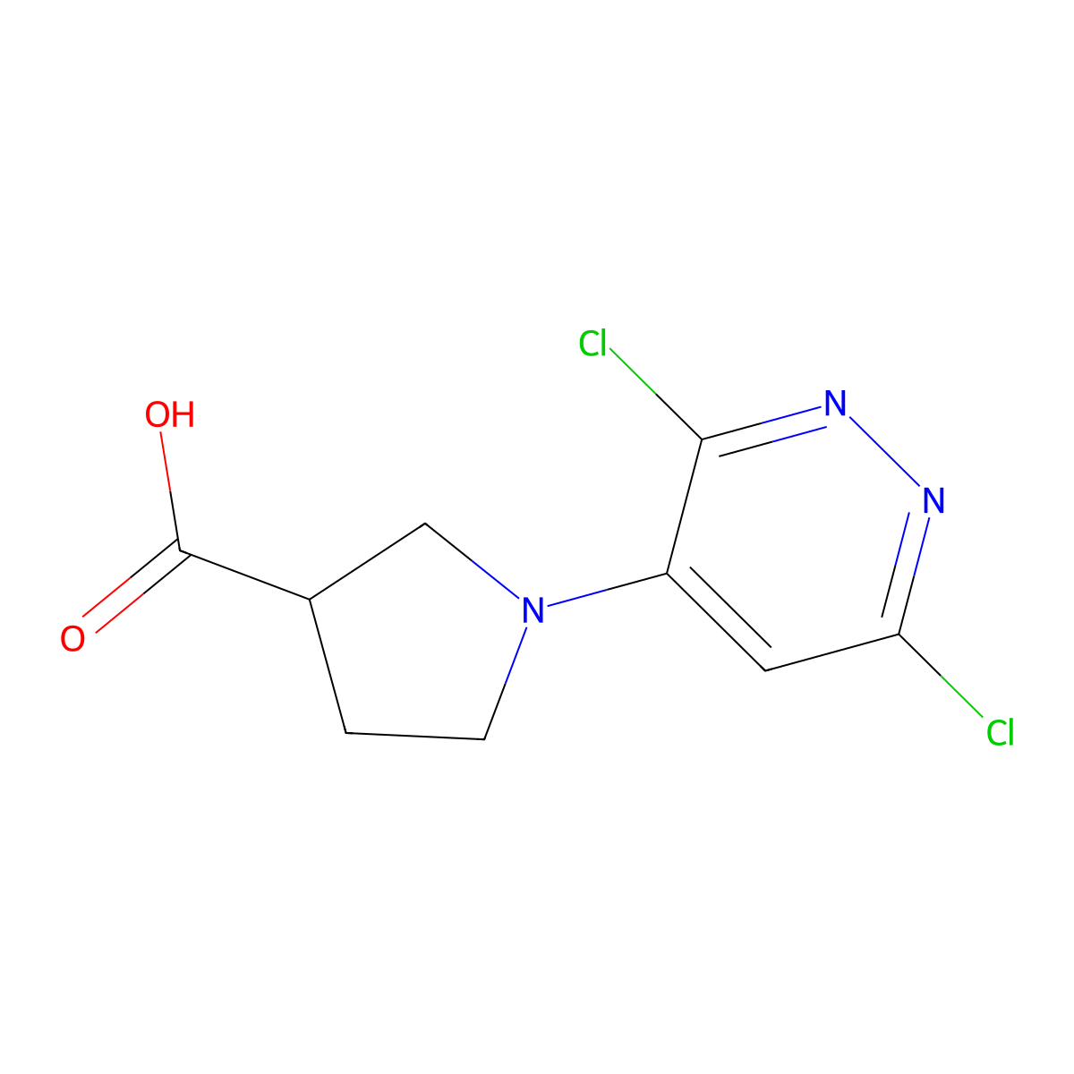 1-(3,6-Dichloropyridazin-4-yl)pyrrolidine-3-carboxylic acid molecular structure, CAS 1547648-47-4