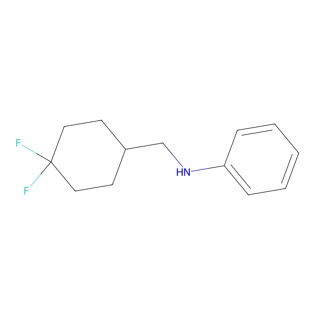 N-[(4,4-difluorocyclohexyl)methyl]aniline molecular structure, CAS 1547669-16-8