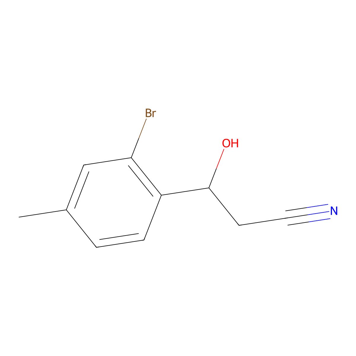 3-(2-Bromo-4-methylphenyl)-3-hydroxypropanenitrile molecular structure, CAS 1547705-51-0