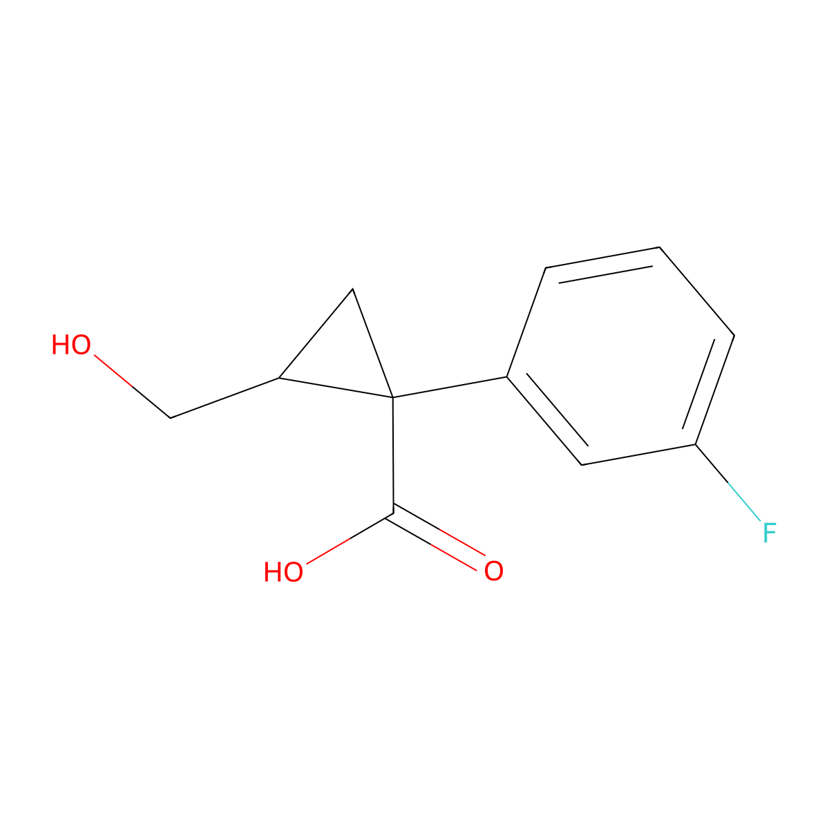 1-(3-Fluorophenyl)-2-(hydroxymethyl)cyclopropane-1-carboxylic acid molecular structure, CAS 1547707-34-5