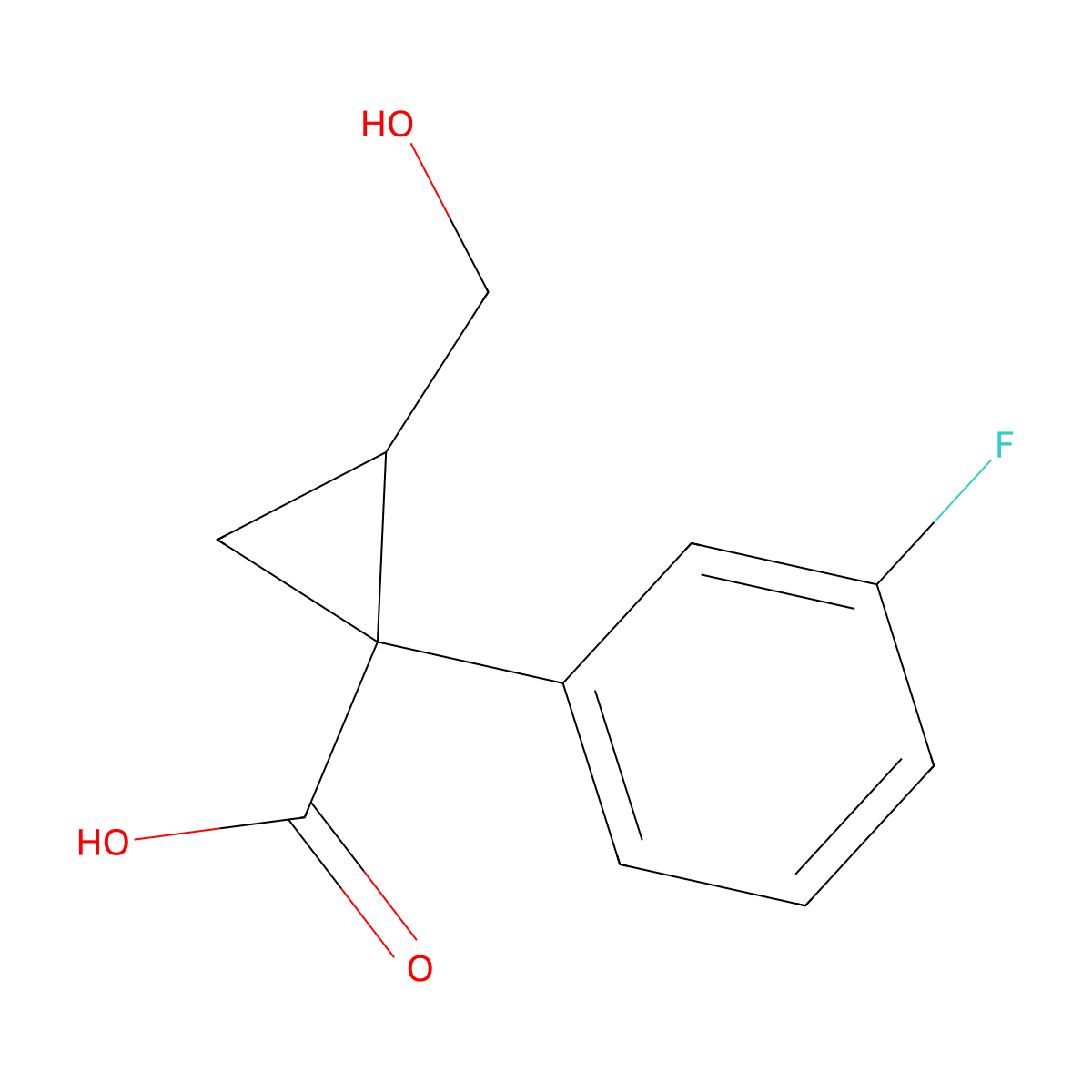 1-(3-Fluorophenyl)-2-(hydroxymethyl)cyclopropane-1-carboxylic acid molecular structure, CAS 1547707-34-5