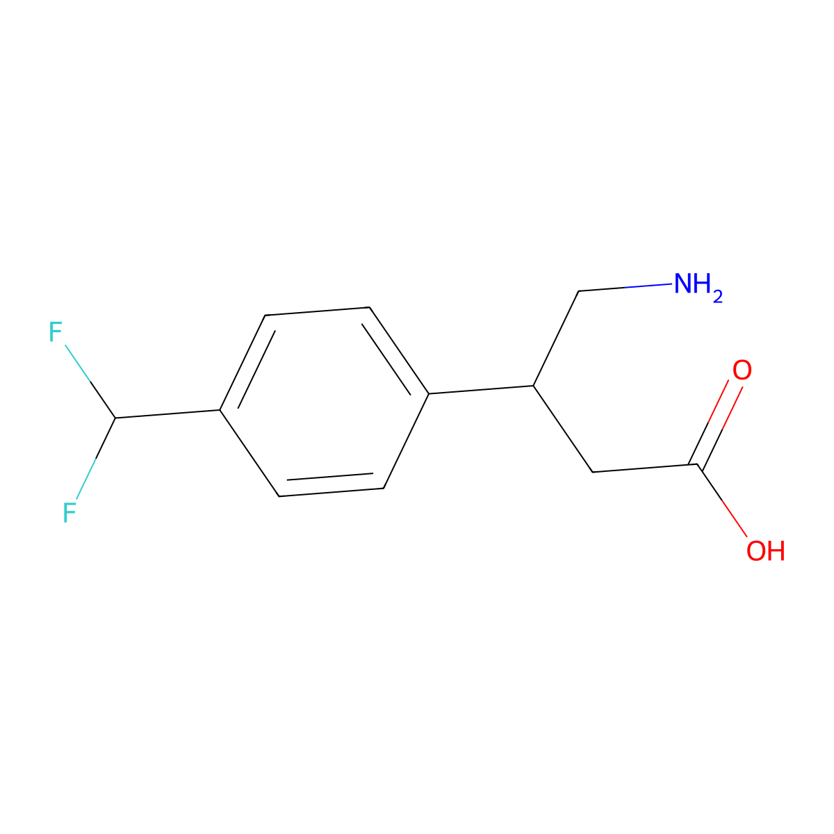 4-Amino-3-[4-(difluoromethyl)phenyl]butanoic acid molecular structure, CAS 1547718-77-3