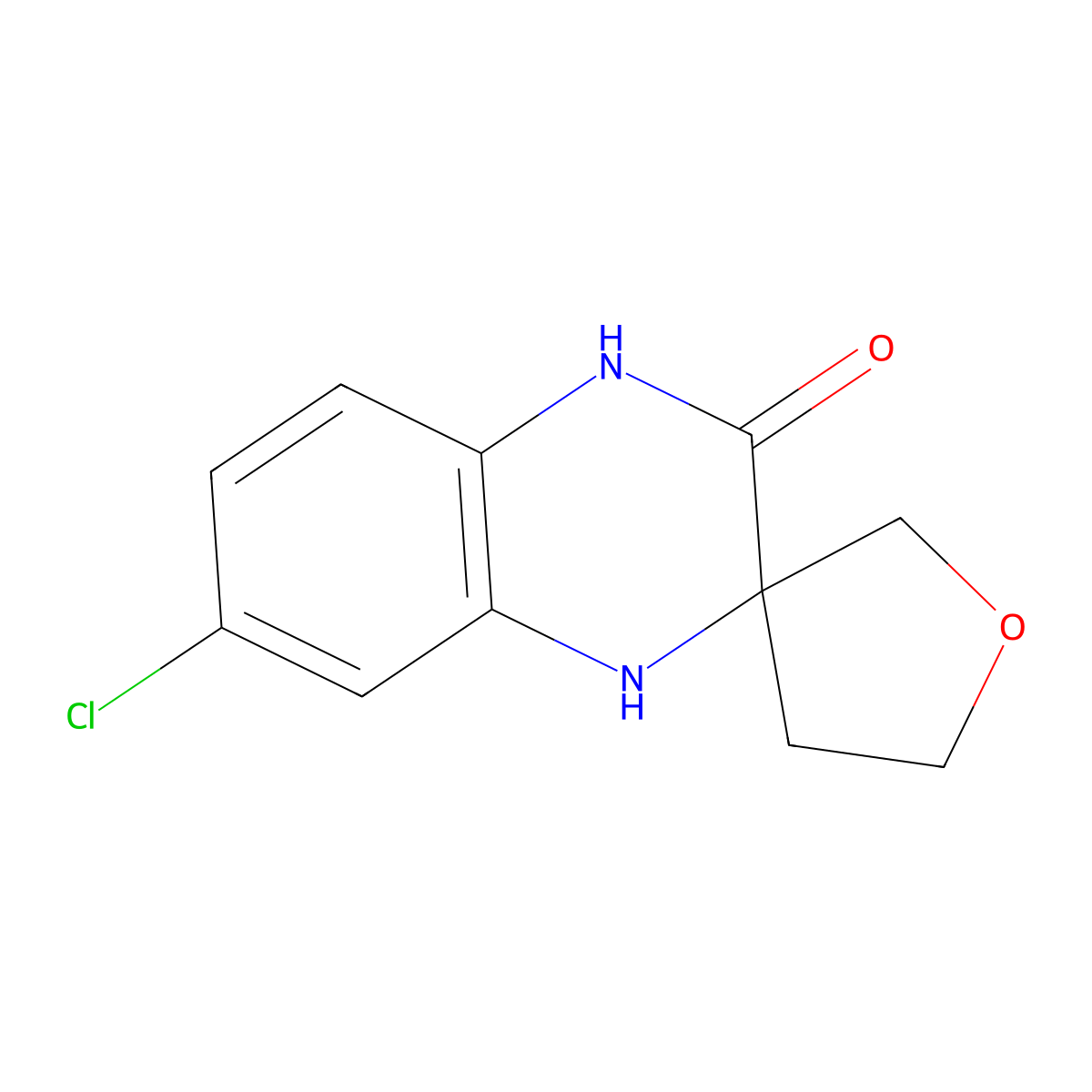 7'-chloro-3',4'-dihydro-1'H-spiro[oxolane-3,2'-quinoxaline]-3'-one molecular structure, CAS 1547735-92-1