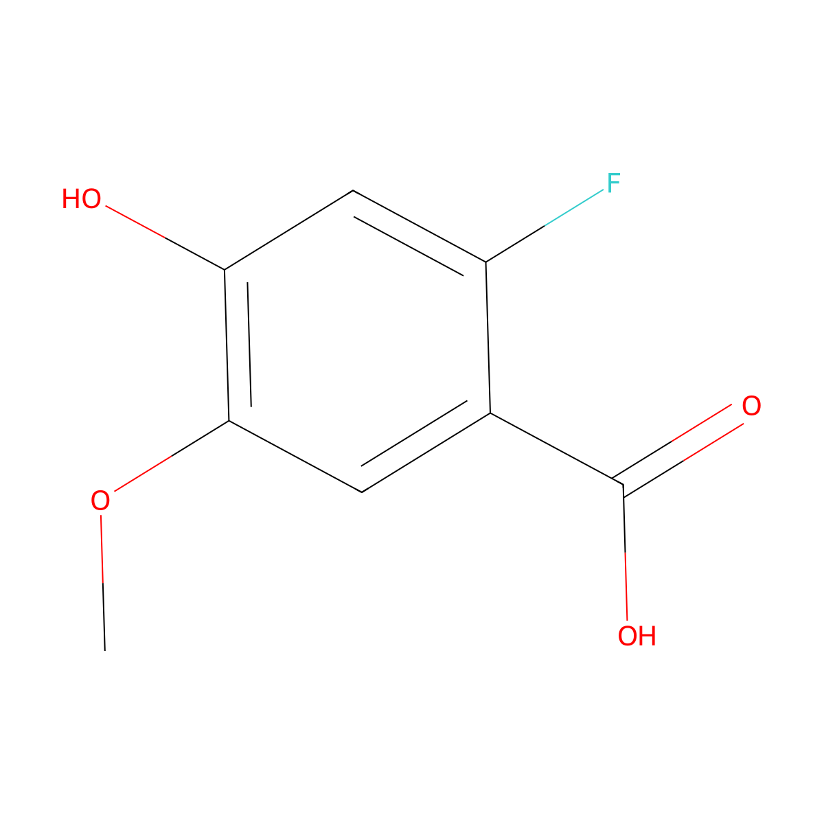 Benzoic acid, 2-fluoro-4-hydroxy-5-methoxy- molecular structure, CAS 1547742-53-9