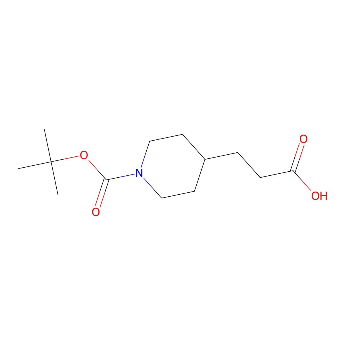 3-(1-((Tert-butoxy)carbonyl)piperidin-4-yl)propanoic acid molecular structure, CAS 154775-43-6