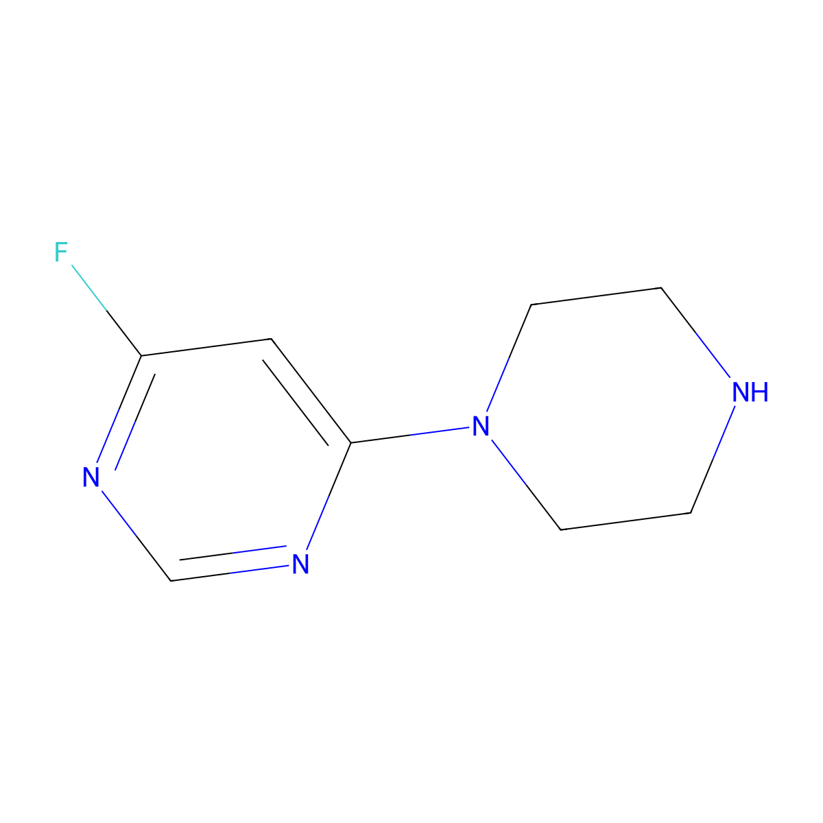 4-Fluoro-6-(piperazin-1-yl)pyrimidine molecular structure, CAS 1547752-62-4