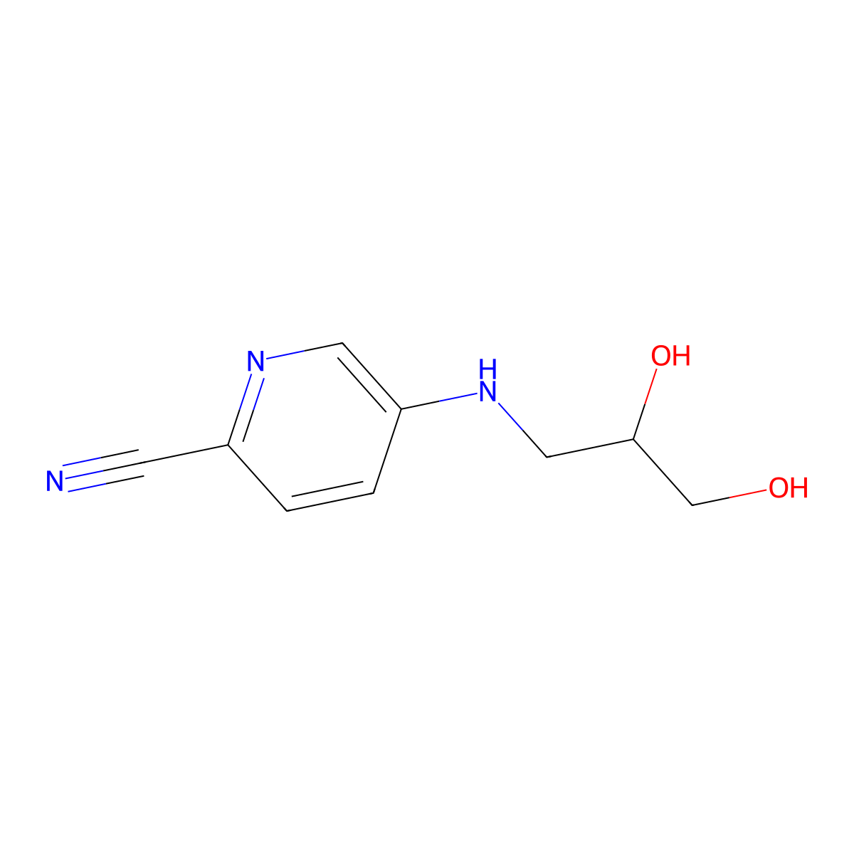 5-[(2,3-Dihydroxypropyl)amino]pyridine-2-carbonitrile molecular structure, CAS 1547789-20-7