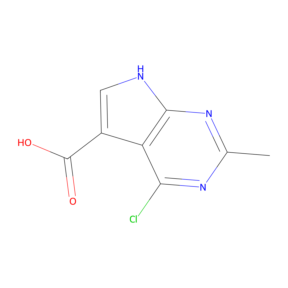 4-Chloro-2-methyl-7H-pyrrolo[2,3-d]pyrimidine-5-carboxylic acid molecular structure, CAS 1547795-68-5