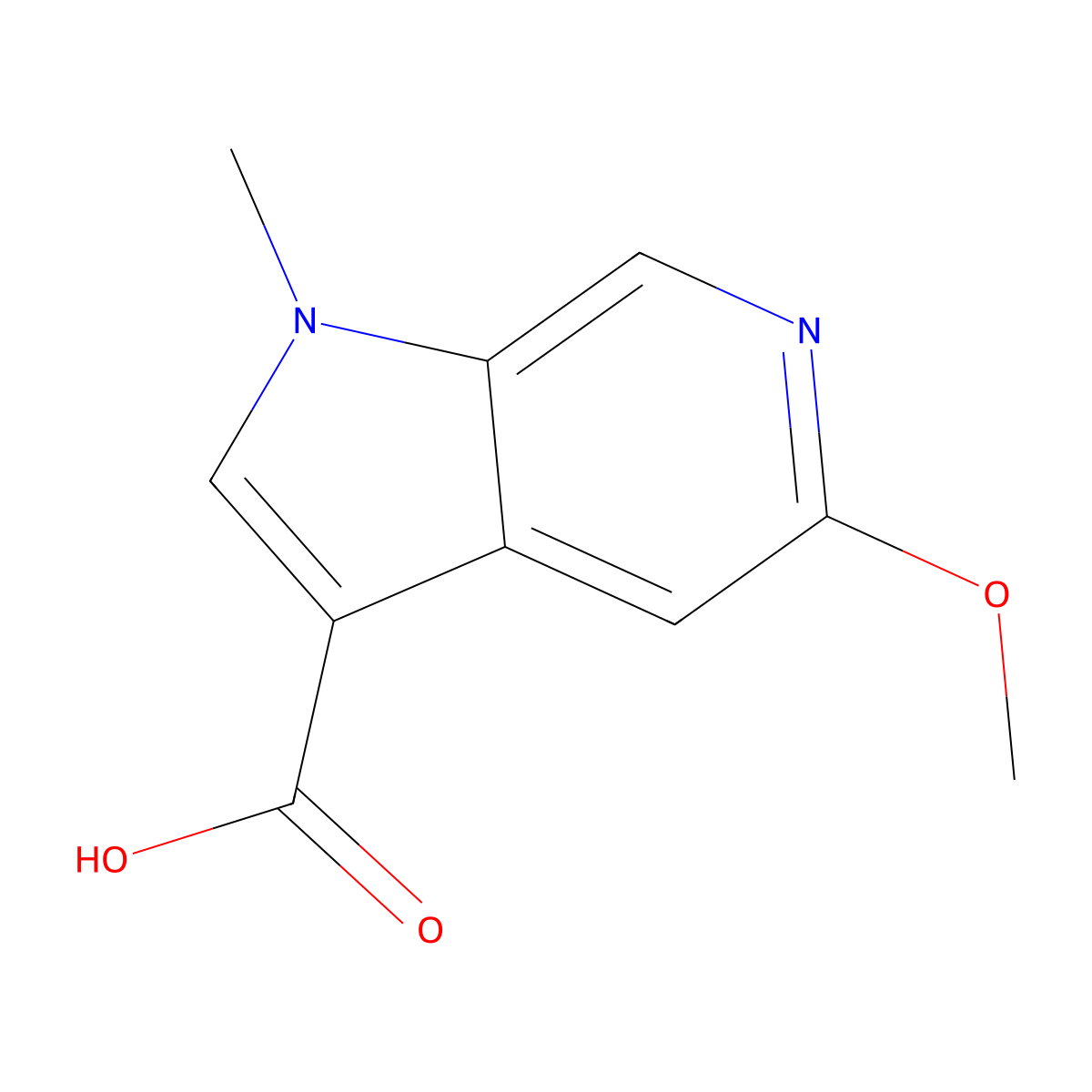 5-methoxy-1-methyl-1H-pyrrolo[2,3-c]pyridine-3-carboxylic acid molecular structure, CAS 1547796-31-5