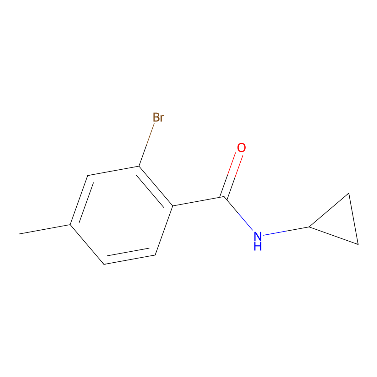 2-bromo-N-cyclopropyl-4-methylbenzamide molecular structure, CAS 1547798-32-2