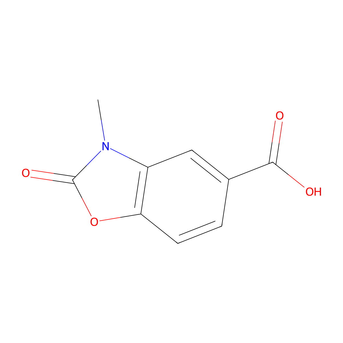 3-Methyl-2-oxo-2,3-dihydro-1,3-benzoxazole-5-carboxylic acid molecular structure, CAS 154780-52-6