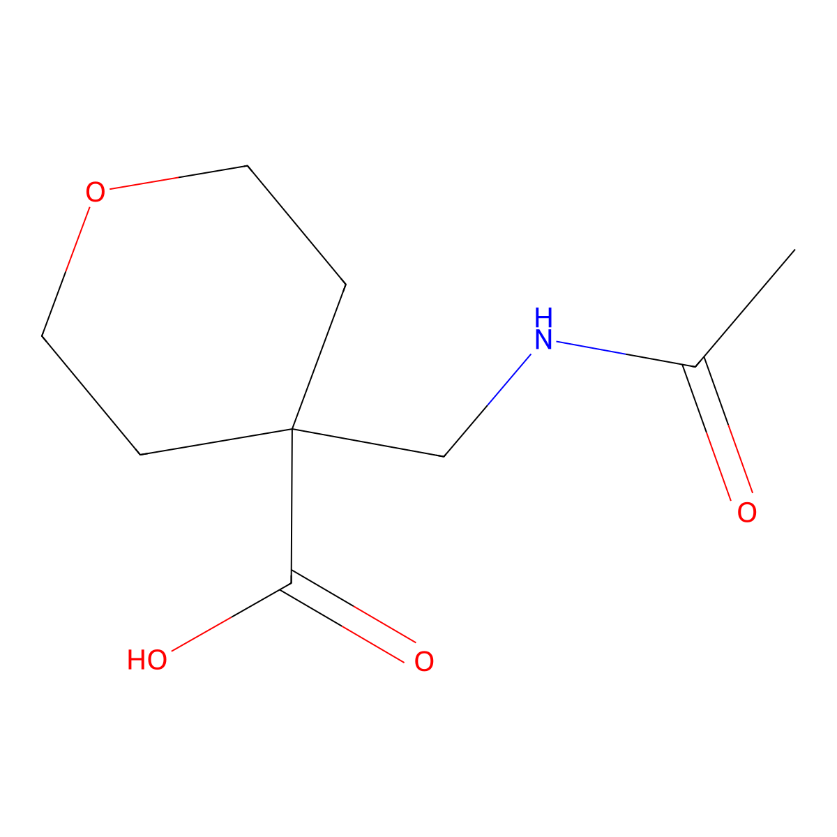 4-(Acetamidomethyl)oxane-4-carboxylic acid molecular structure, CAS 1547809-20-0