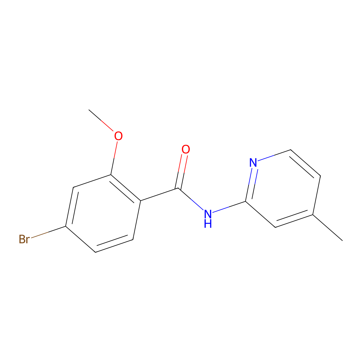 4-bromo-2-methoxy-N-(4-methyl-2-pyridinyl)benzamide molecular structure, CAS 1547824-19-0