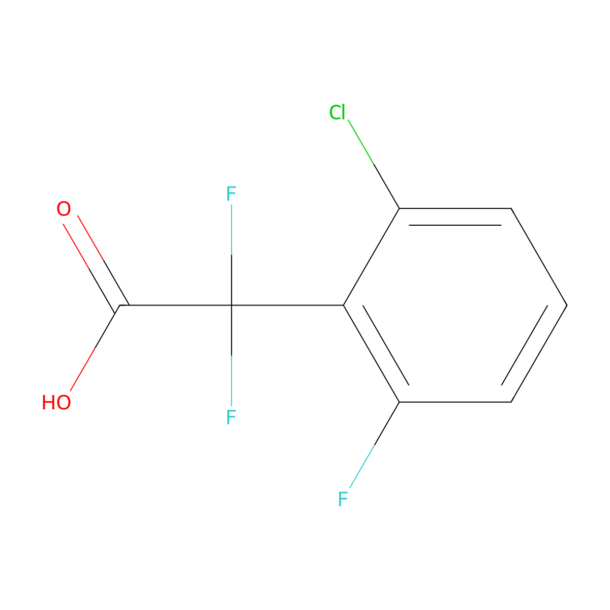 2-(2-Chloro-6-fluorophenyl)-2,2-difluoroacetic acid molecular structure, CAS 1547837-22-8