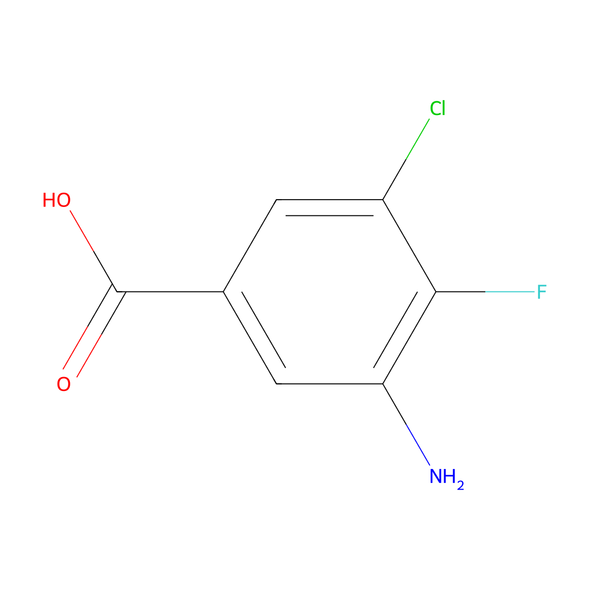 3-Amino-5-chloro-4-fluorobenzoic acid molecular structure, CAS 1547854-99-8