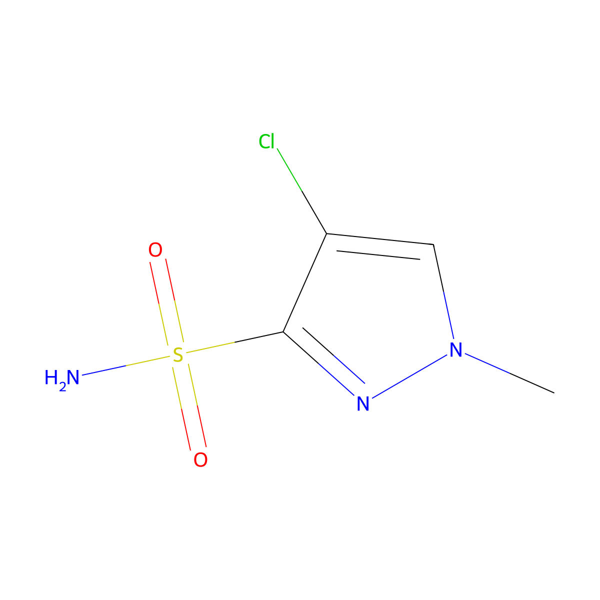 4-chloro-1-methyl-1H-pyrazole-3-sulfonamide molecular structure, CAS 154787-25-4