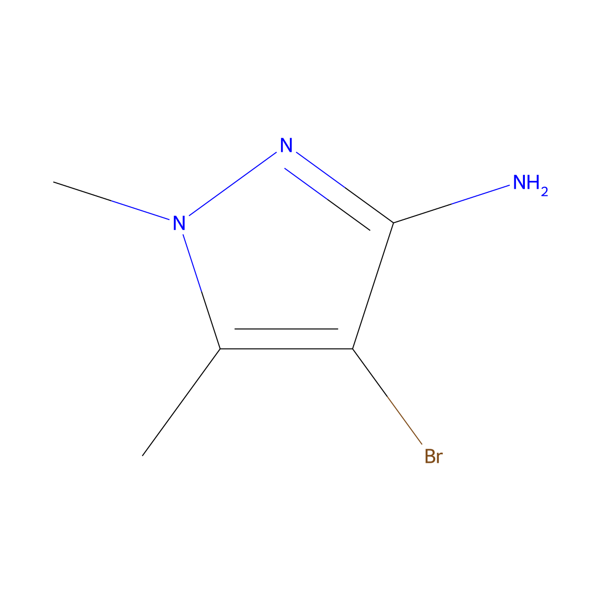 4-bromo-1,5-dimethyl-1H-pyrazol-3-amine molecular structure, CAS 154787-28-7