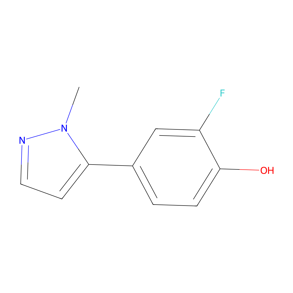 2-Fluoro-4-(1-methyl-1H-pyrazol-5-yl)phenol molecular structure, CAS 1547876-15-2
